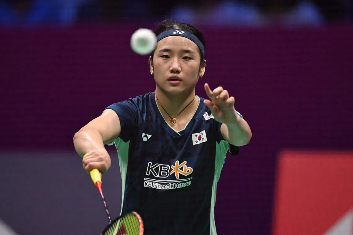 South Korea’s An Se-young faced little trouble beating Thai opponent Busanan Ongbamrungphan in 41 minutes.