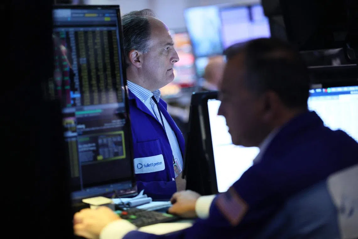 Traders working on the floor of the New York Stock Exchange, in New York City.