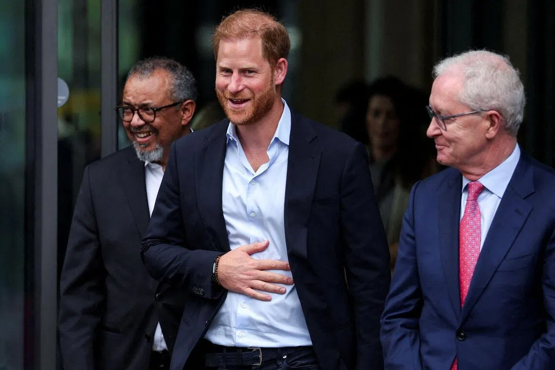 Britain's Prince Harry, Duke of Sussex reacts as he departs the Centre for Blast Injury Studies, at the Imperial College in London, on September 10, 2025. (Photo by Suzanne Plunkett / POOL / AFP)