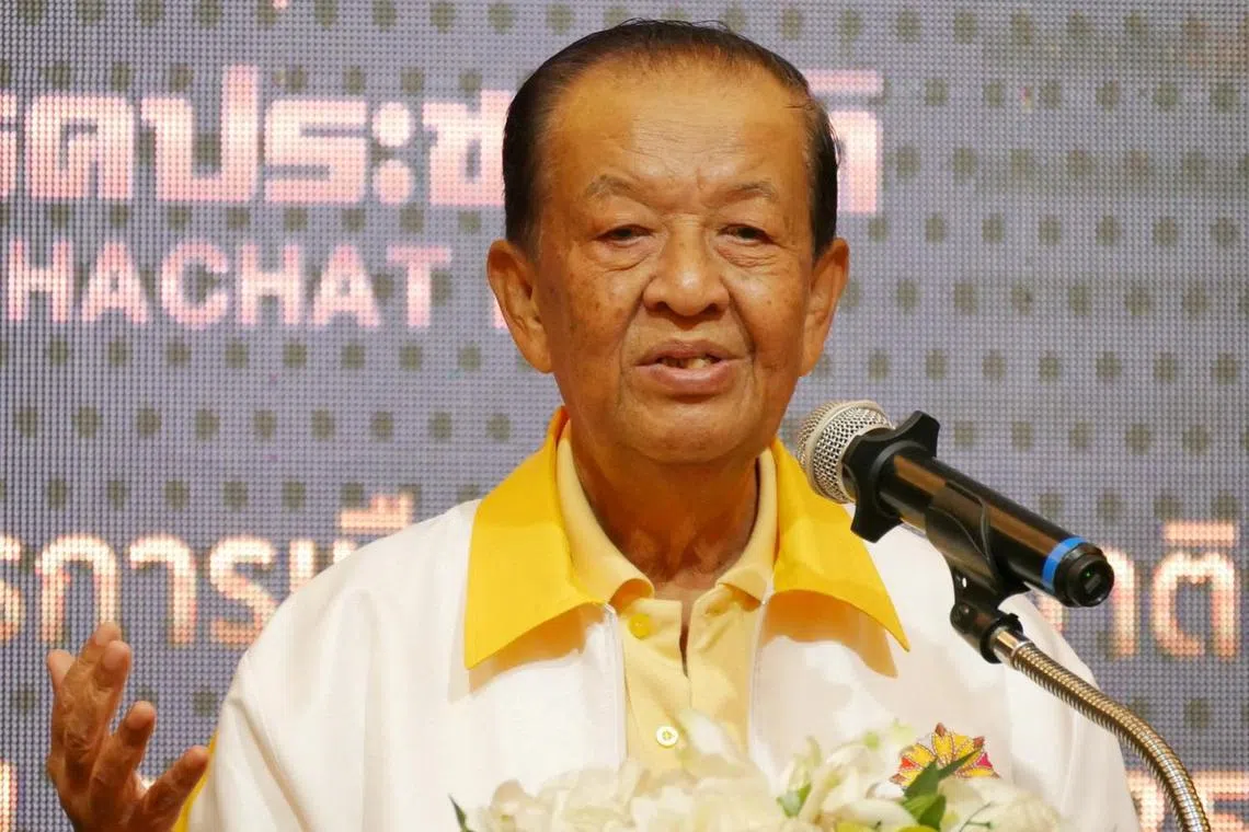 Wan Muhamad Noor Matha, a Prachachat Party prime ministerial candidate, speaks during a party seminar in Narathiwat province, Thailand, July 31, 2022.  Prachachat Party/Handout via REUTERS ATTENTION EDITORS - THIS IMAGE HAS BEEN SUPPLIED BY A THIRD PARTY. NO RESALES NO ARCHIVES