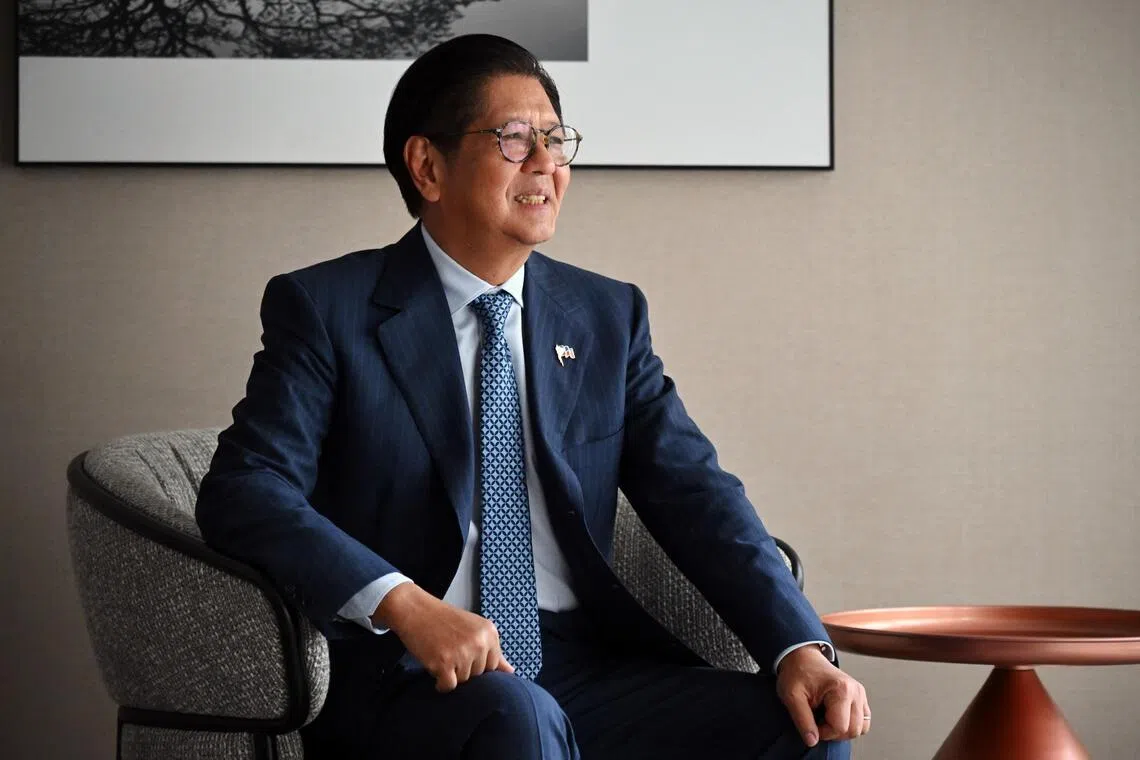 Philippine President Ferdinand Marcos Jr at the Hilton Orchard hotel on Oct 8.