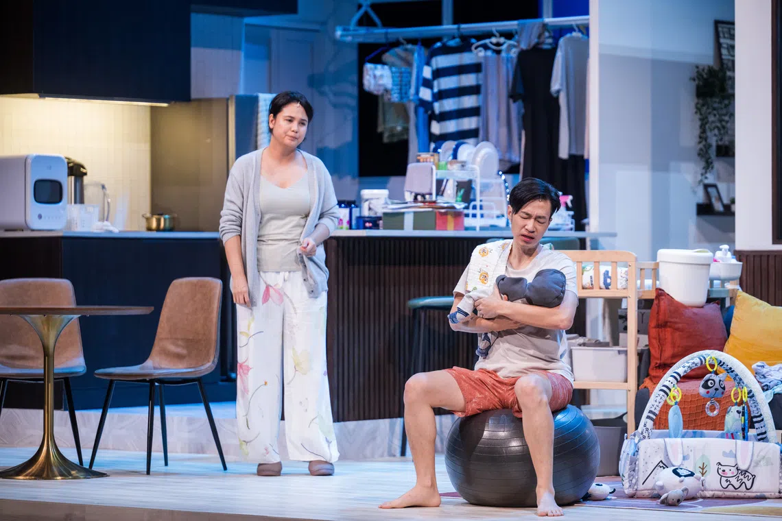 Isabella Chiam and Joshua Lim as struggling early parents in The Fourth Trimester.