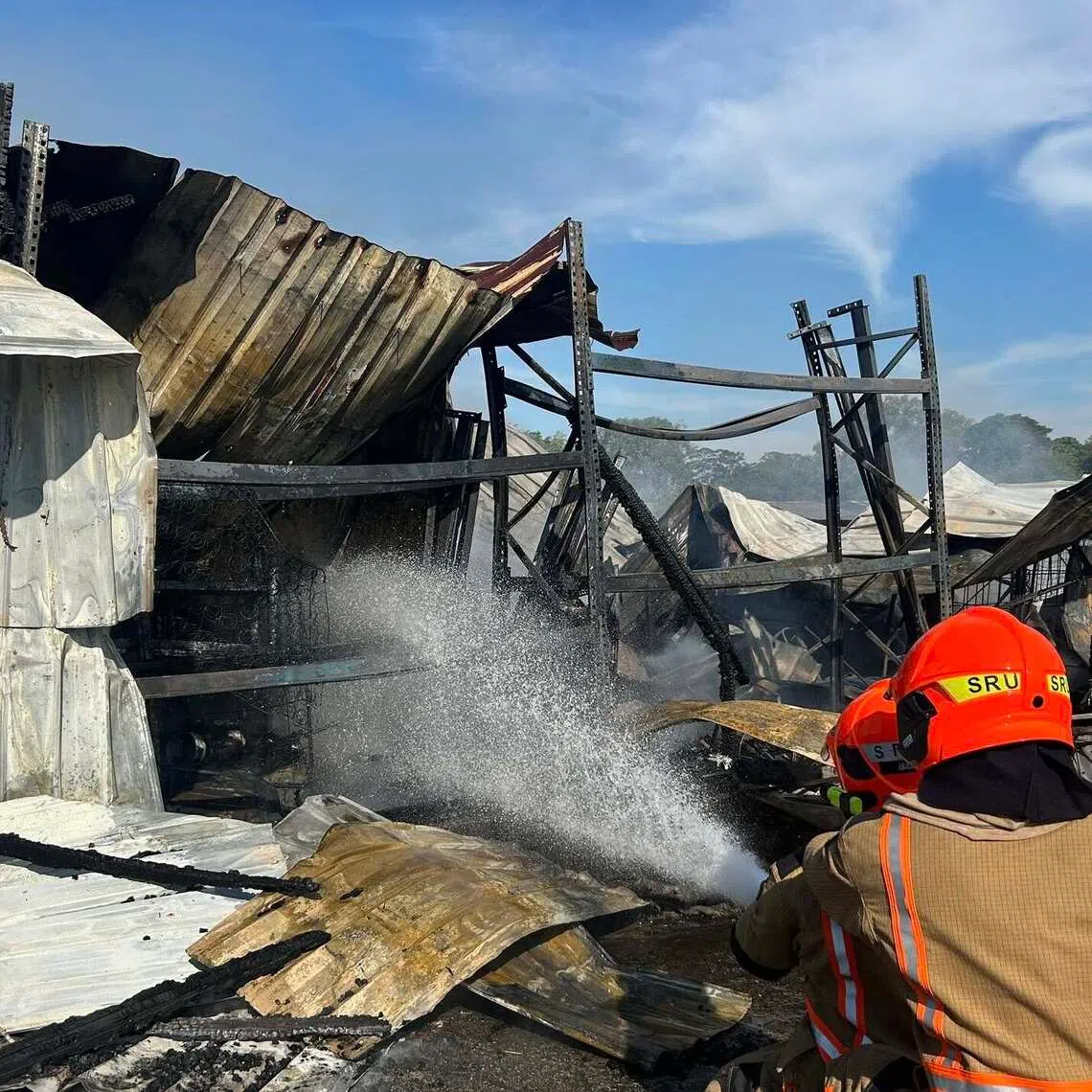 A fire which broke out at a storage shed in Sungei Tengah was extinguished with no reported injuries, the SCDF said.