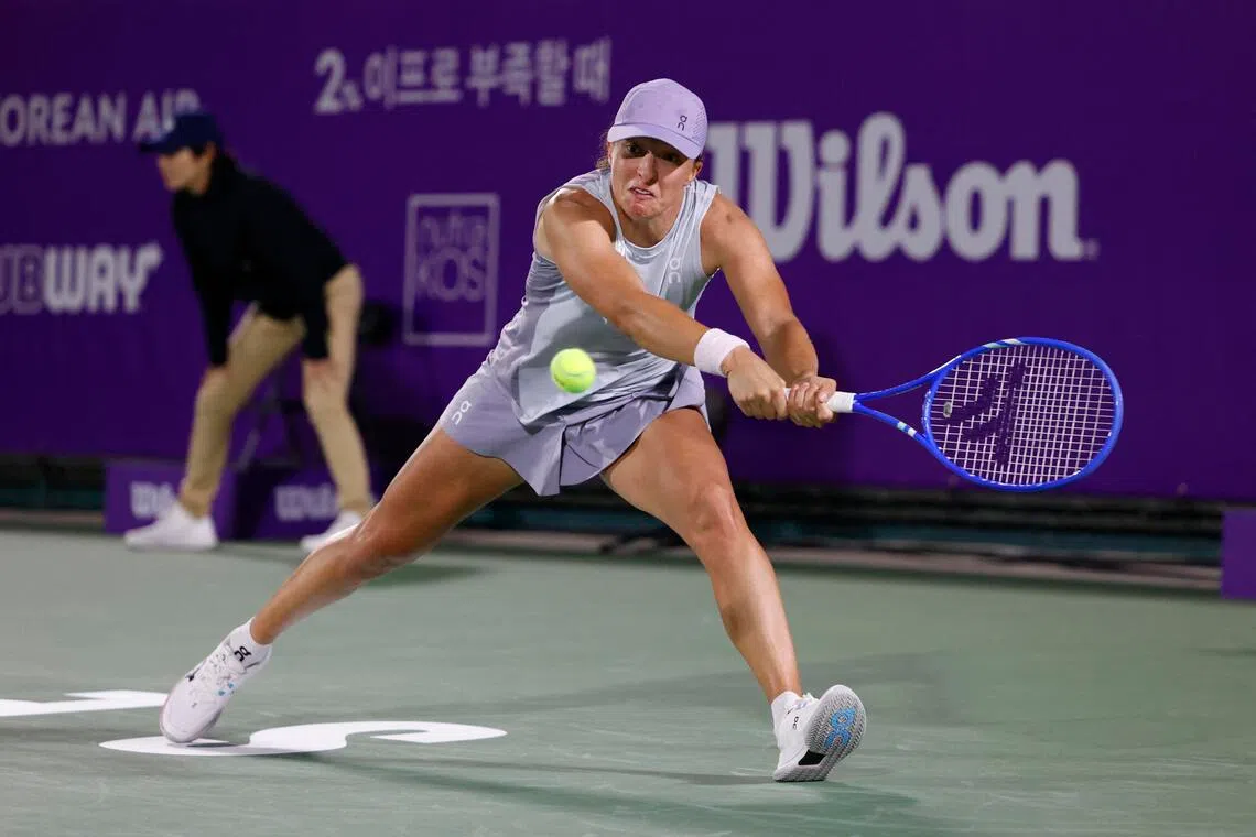 Poland's Iga Swiatek during her Korea Open final against Russia's Ekaterina Alexandrova.