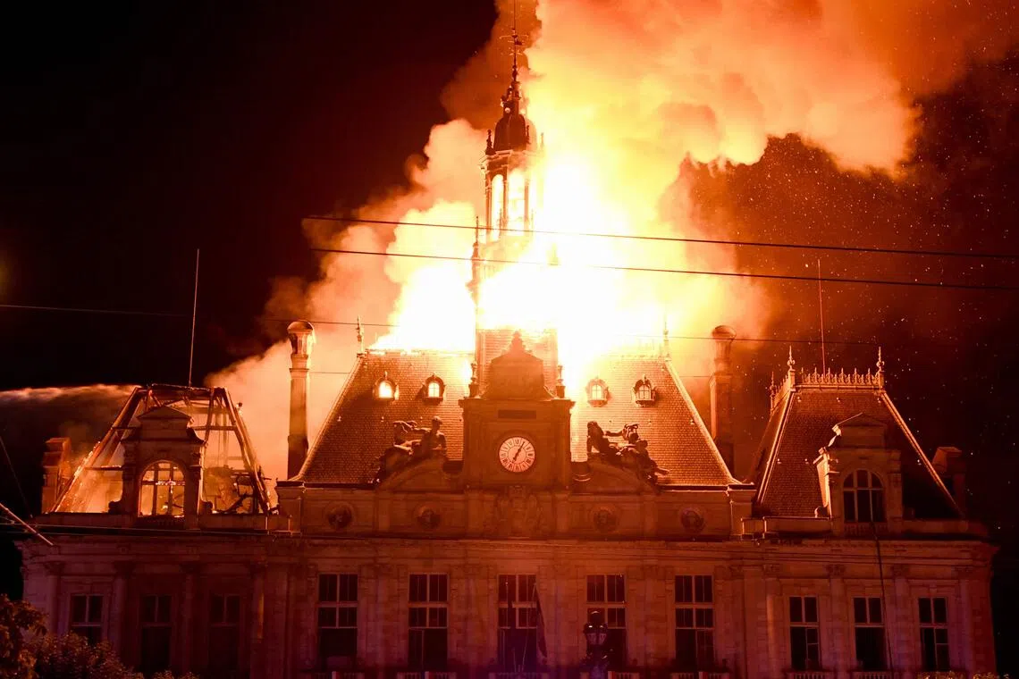 Anti-terror police have also been called in to investigate the suspected arson on the town hall in the central city of Limoges.
