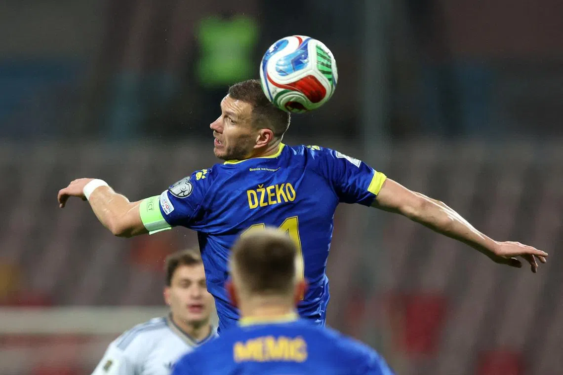 Soccer Football - FIFA World Cup - UEFA Qualifiers - Finals - Bosnia and Herzegovina v Italy - Bilino Polje Stadium, Zenica, Bosnia and Herzegovina - March 31, 2026 Bosnia and Herzegovina's Edin Dzeko in action REUTERS/Amel Emric