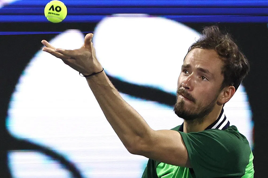 Russia's Daniil Medvedev in action against Kazakhstan's Alexander Shevchenko.