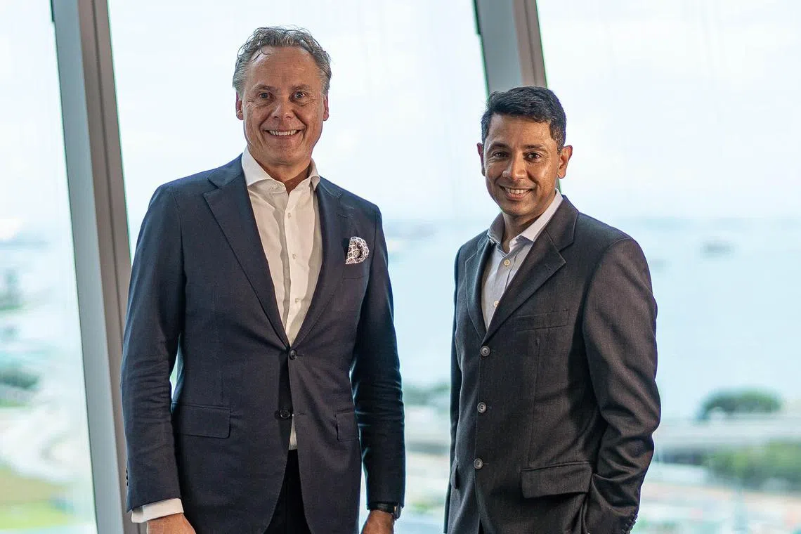 Ralph Hamers (left), former chief executive officer of UBS and ING, with Caesar Sengupta, co-founder and CEO of Arta Finance.
