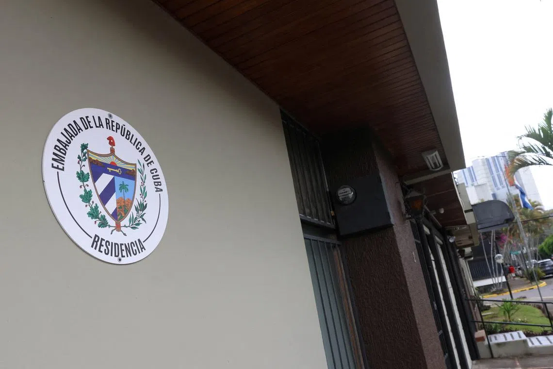 The facade of Cuba's embassy after Costa Rica's President Rodrigo Chaves said on Wednesday his administration did not recognize Cuba's government as legitimate and would close the Cuban embassy in its capital San Jose, Costa Rica, March 18, 2026. REUTERS/Mayela Lopez
