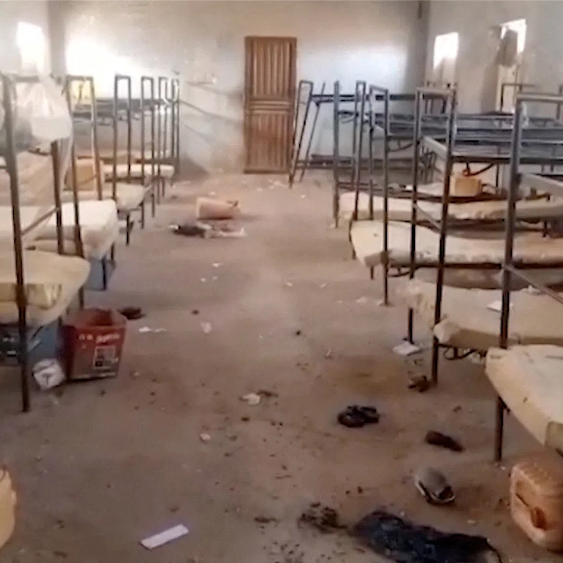 FILE PHOTO: A view of metal beds in a hostel room after gunmen attacked a government girls' boarding school in Nigeria's Kebbi State on November 17, killing the vice principal and abducting 25 female students, according to police, Kebbi, Nigeria, in this screengrab taken from a handout video released on November 18, 2025.  Africa Independent Television/Handout via REUTERS/File Photo
