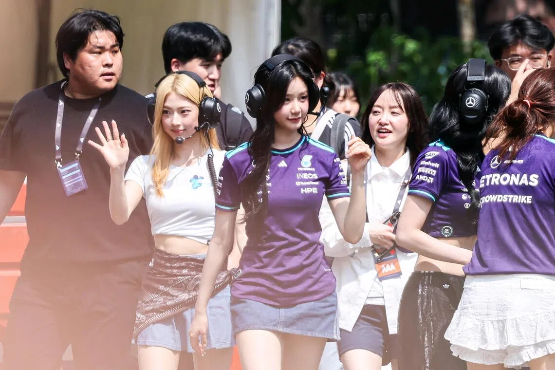 K-pop girl group Babymonster waving to fans at the Orchard Ignition event on Aug 30.