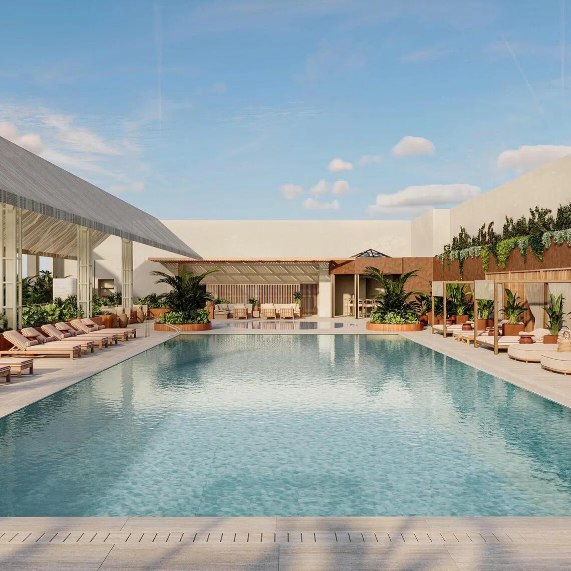 An artist’s impression of the pool at The Hari Singapore.