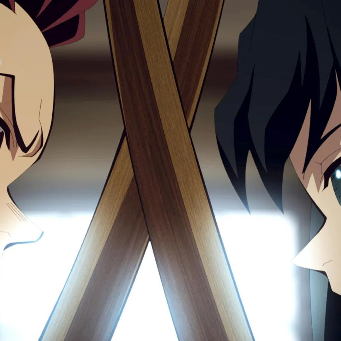 Tanjiro Kamado (left) and Muichiro Tokito in Demon Slayer: Kimetsu No Yaiba Infinity Castle.