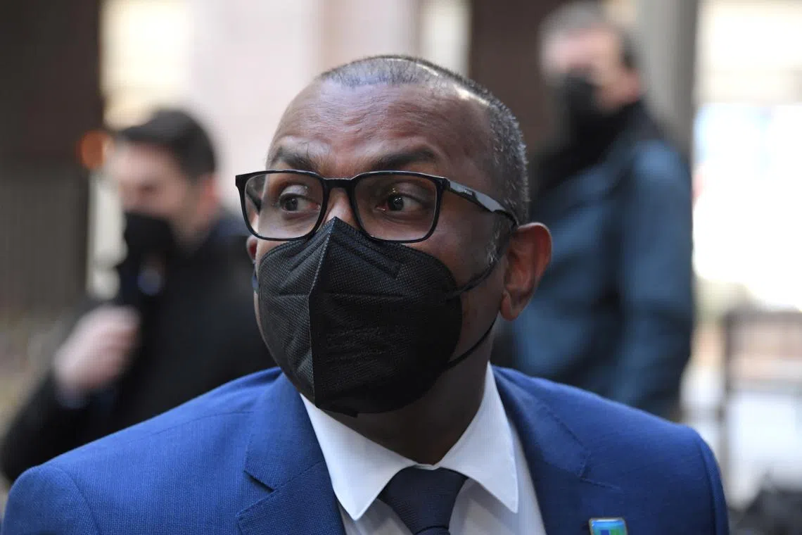 FILE PHOTO: Mauritius Minister of Finance Renganaden Padayachy arrives for the first day of a European Union- African Union summit at the European Council building in Brussels, Belgium, February 17, 2022. John Thys/Pool via REUTERS/File Photo