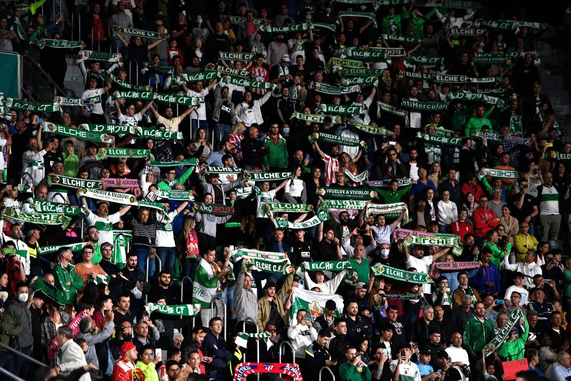 Soccer Football - LaLiga - Elche v Atletico Madrid - Estadio Manuel Martinez Valero, Elche, Spain - May 11, 2022 General view of Elche fans REUTERS/Pablo Morano