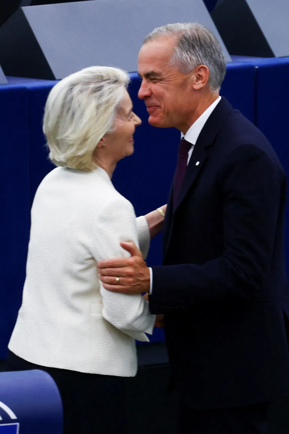 Canadian Prime Minister Mark Carney with European Commission President Ursula von der Leyen as he attends her State of the European Union address to the European Parliament.