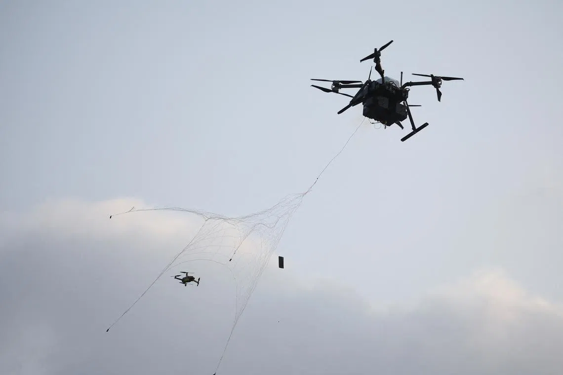 South Korea's drones take part in an anti-terror drill to prepare against drone attacks on October 27, 2022. 