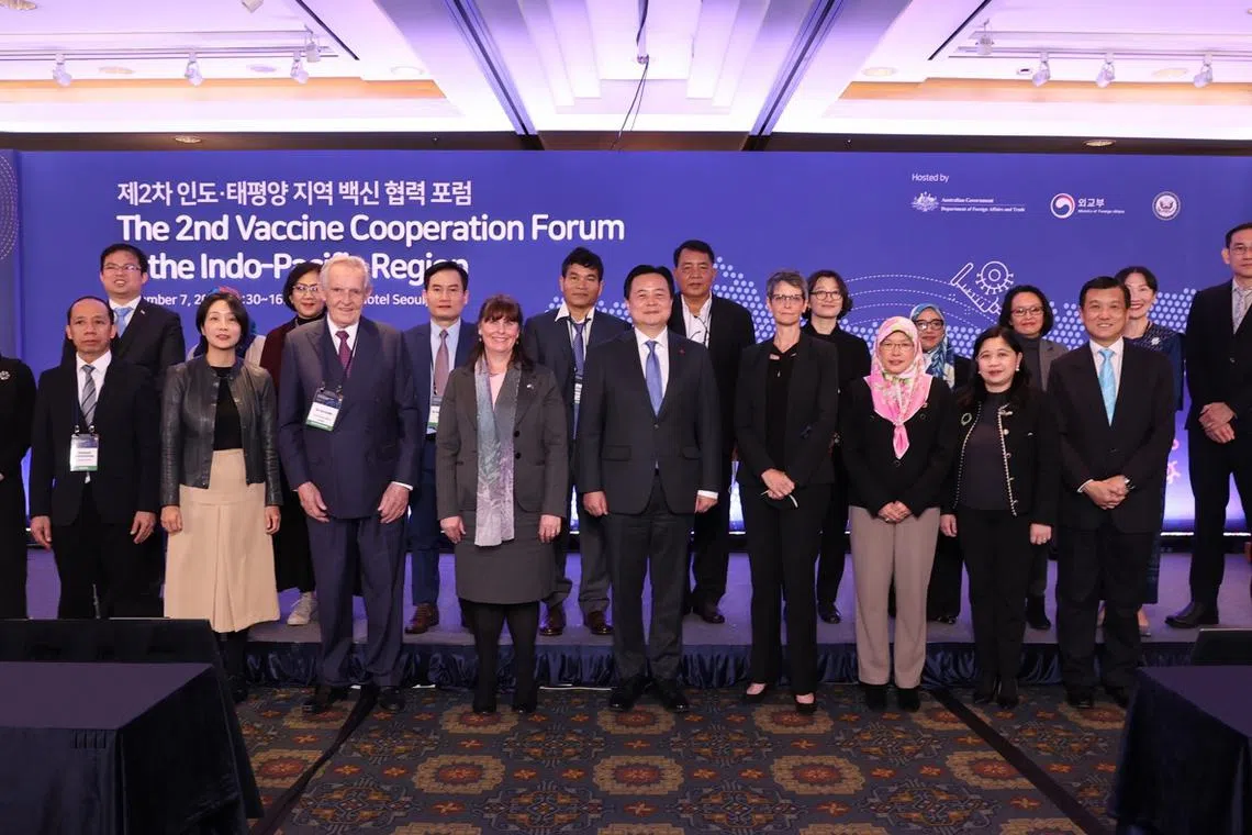 Delegates at the 2nd Vaccine Cooperation Forum in the Indo-Pacific Region, held in Seoul on Dec 7