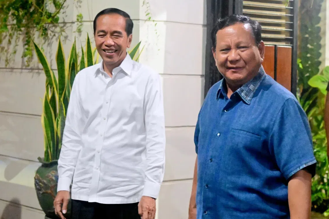 There has been speculation about increased tensions between Indonesian President Prabowo Subianto (right) and his predecessor Joko Widodo.