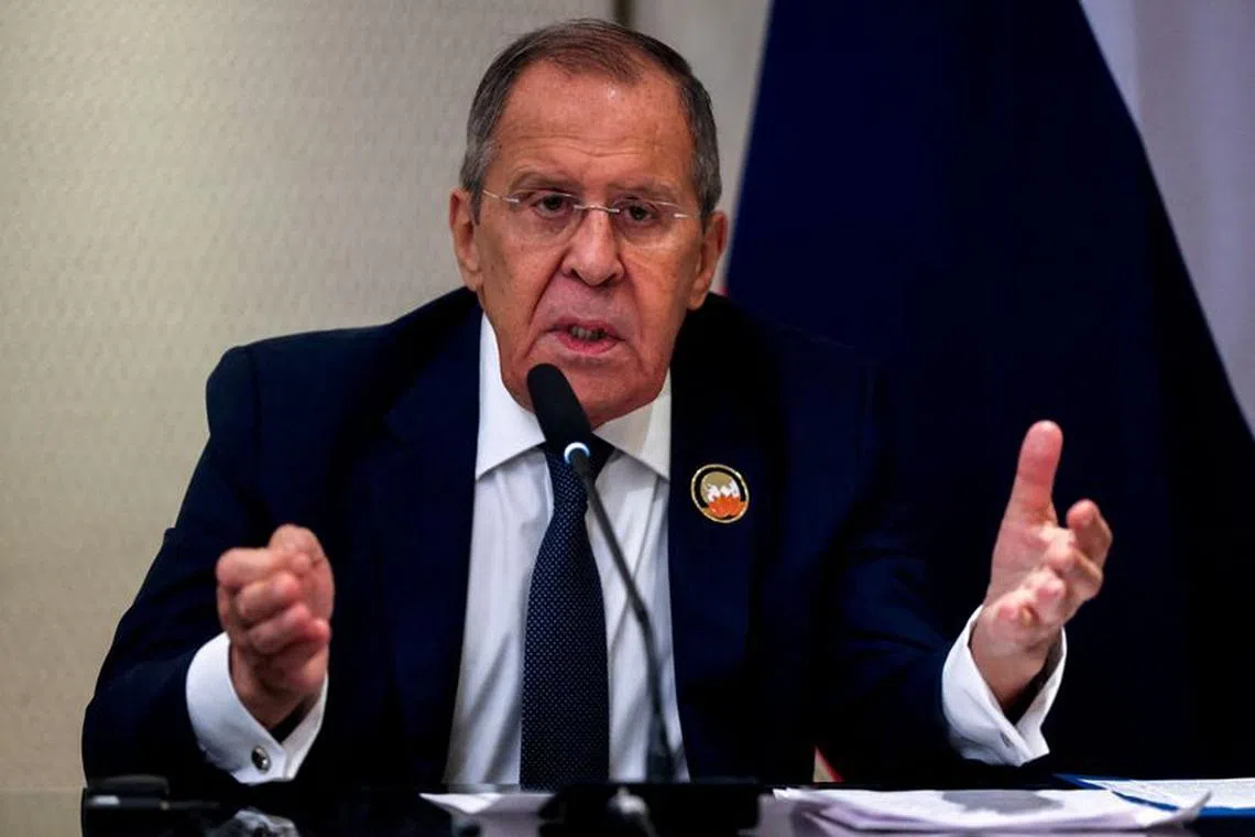 FILE PHOTO: Russian Foreign Minister Sergei Lavrov speaks at a press conference, during the G20 summit, in New Delhi, India, September 10, 2023. REUTERS/Francis Mascarenhas/File Photo