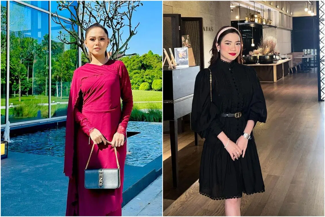 Malaysian artiste Bella Astillah (left) claimed to have proof that her Singaporean husband Aliff Aziz had an affair with Malaysian actress Ruhainies (right). 