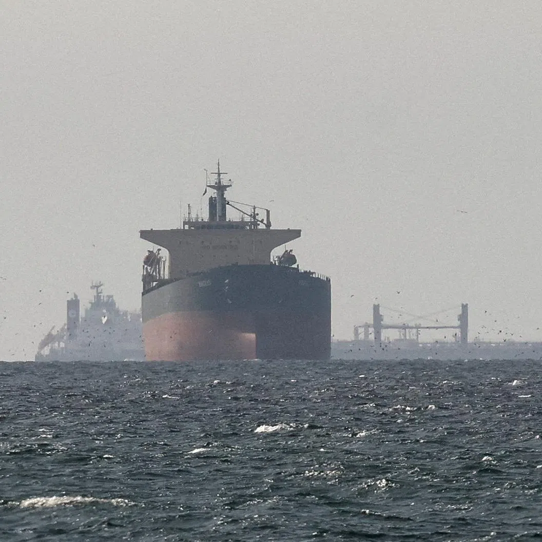 The Strait of Hormuz, as seen from northern Ras al-Khaimah, a vital shipping lane for oil, is effectively closed because of the war.