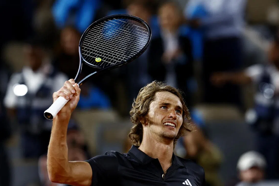 Germany's Alexander Zverev celebrates winning his second-round match against Slovakia's Alex Molcan.
