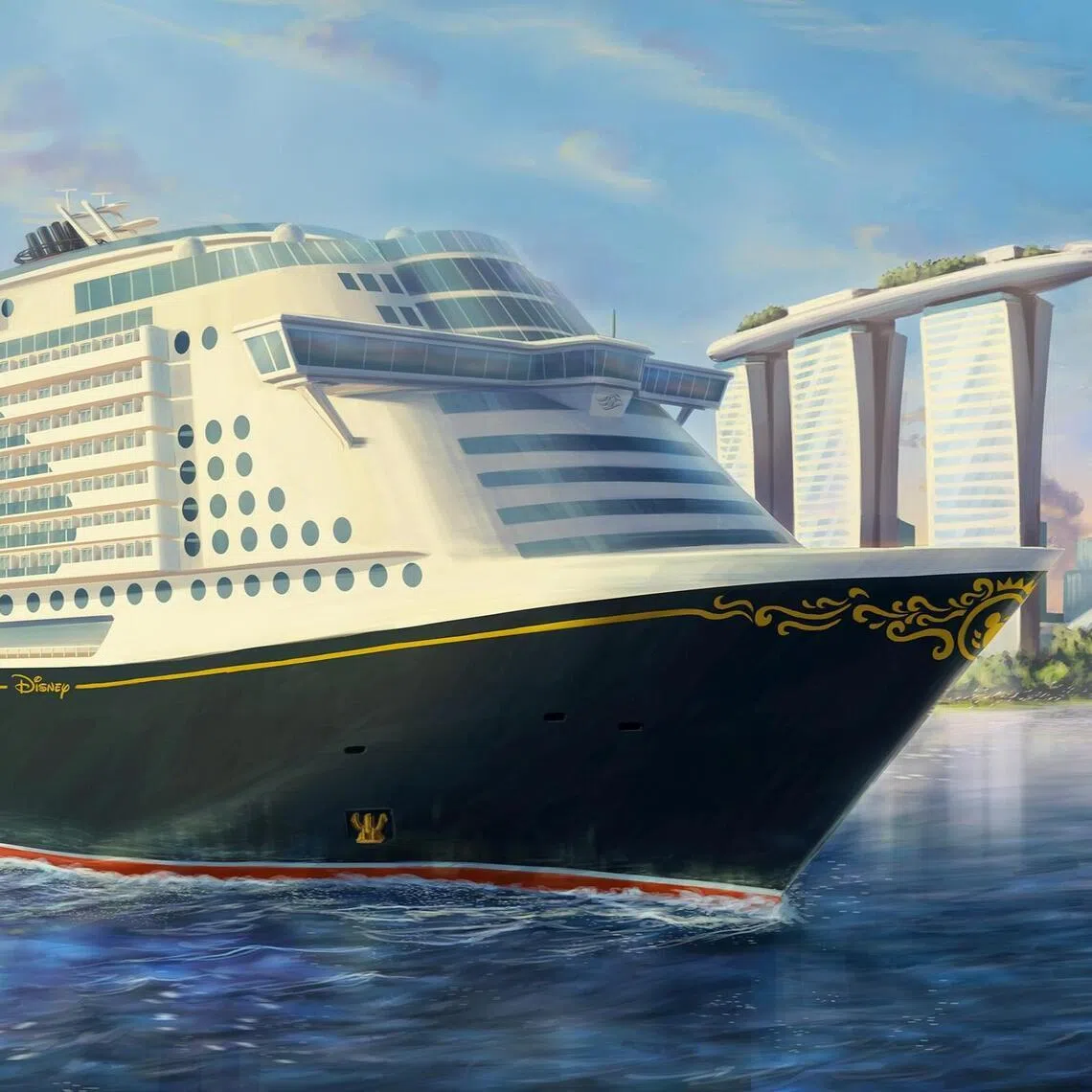 An artist's impression of the Disney Cruise Line's new ship, which will set off on its maiden sailing from Singapore on March 10. 