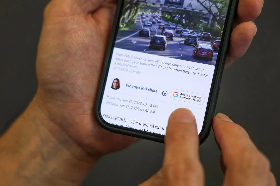 Setting The Straits Times as your preferred source will make it simpler for you to locate ST’s articles on Google.