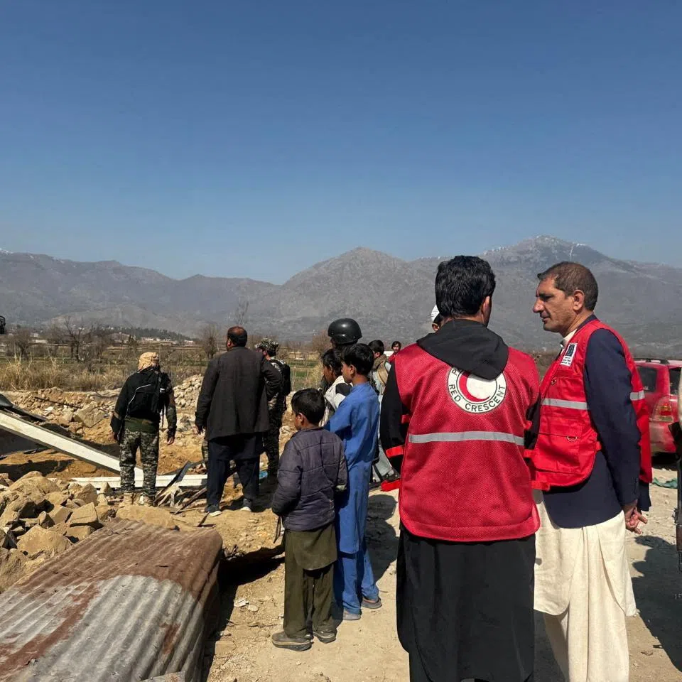 Emergency workers respond after reported militant attack in Bajaur, Khyber Pakhtunkhwa Province, Pakistan, February 17, 2026.  Pakistan Red Crescent Merged Areas/Handout via REUTERS