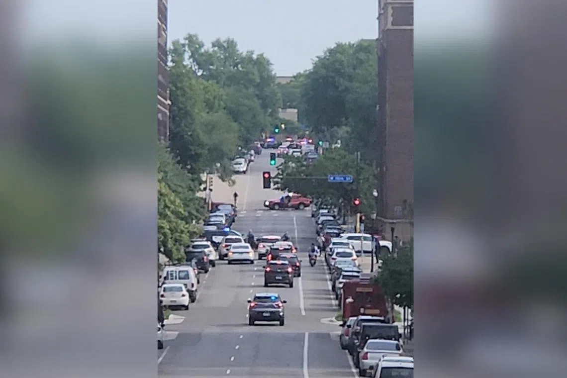 Law enforcement and emergency services respond to a shooting incident, in Minneapolis, Minnesota, on May 30, in this screengrab obtained from X.