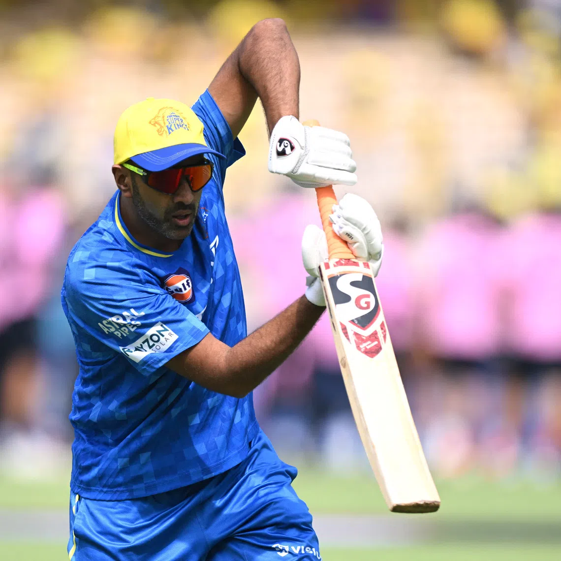 Cricket - Indian Premier League - IPL - Chennai Super Kings v Delhi Capitals - M.A. Chidambaram Stadium, Chennai, India - April 5, 2025 Chennai Super Kings' Ravichandran Ashwin during the warm-up before the match REUTERS/Stringer