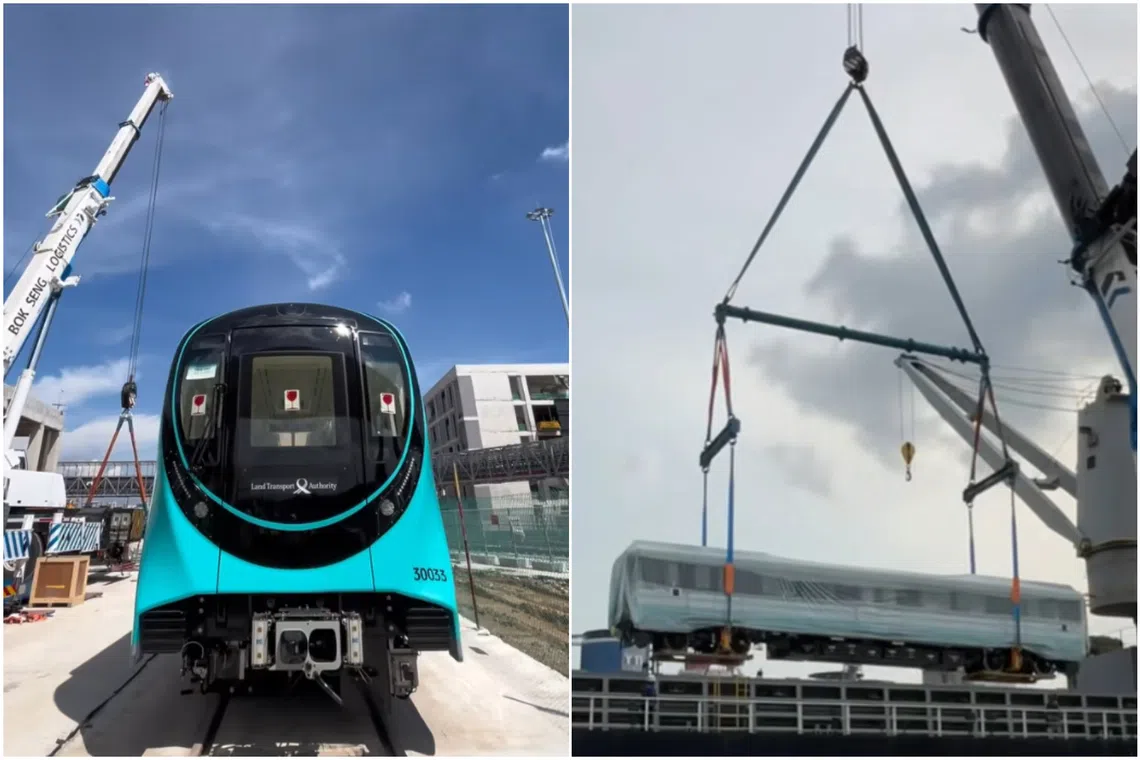 The first train of the upcoming JRL arriving. Its carriage spaces are wider, but the carriages themselves are smaller “to better navigate the tight curves of the JRL tracks”, LTA said.