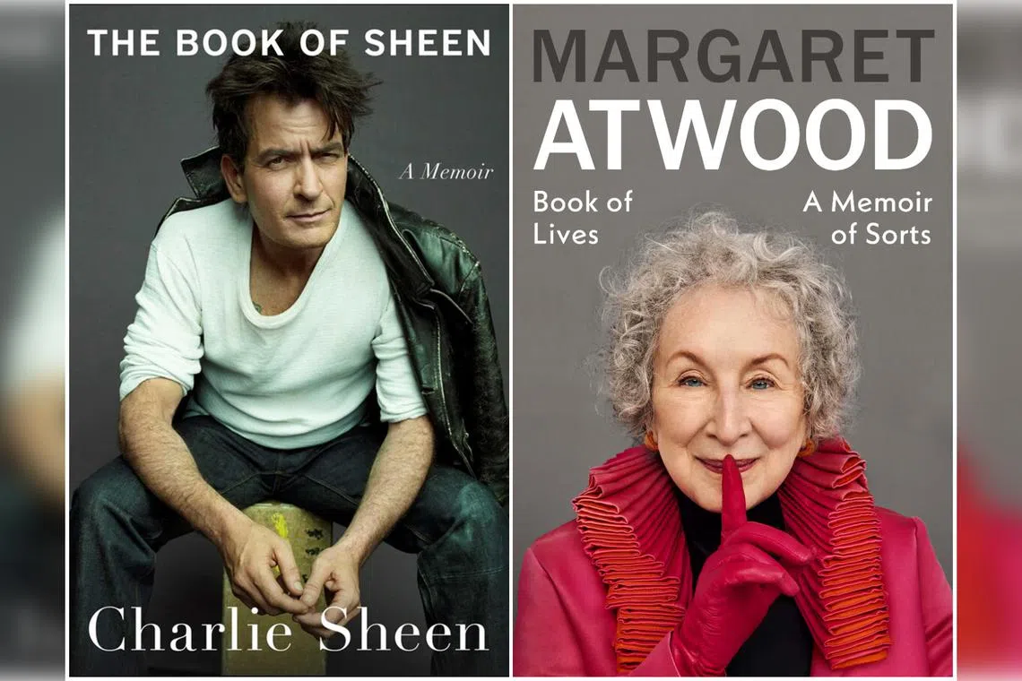 The Book of Sheen by Charlie Sheen (left) and Book Of Lives: A Memoir Of Sorts by Margaret Atwood.