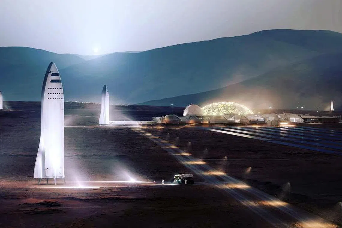 SpaceX employees are working on plans for a Martian city, including dome habitats, spacesuits and researching whether humans can procreate off Earth.
