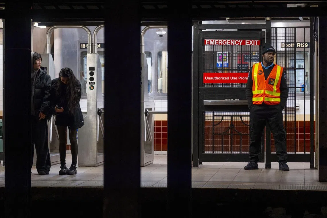 The 18th Street subway station platform in New York City's Chelsea neighbourhood.