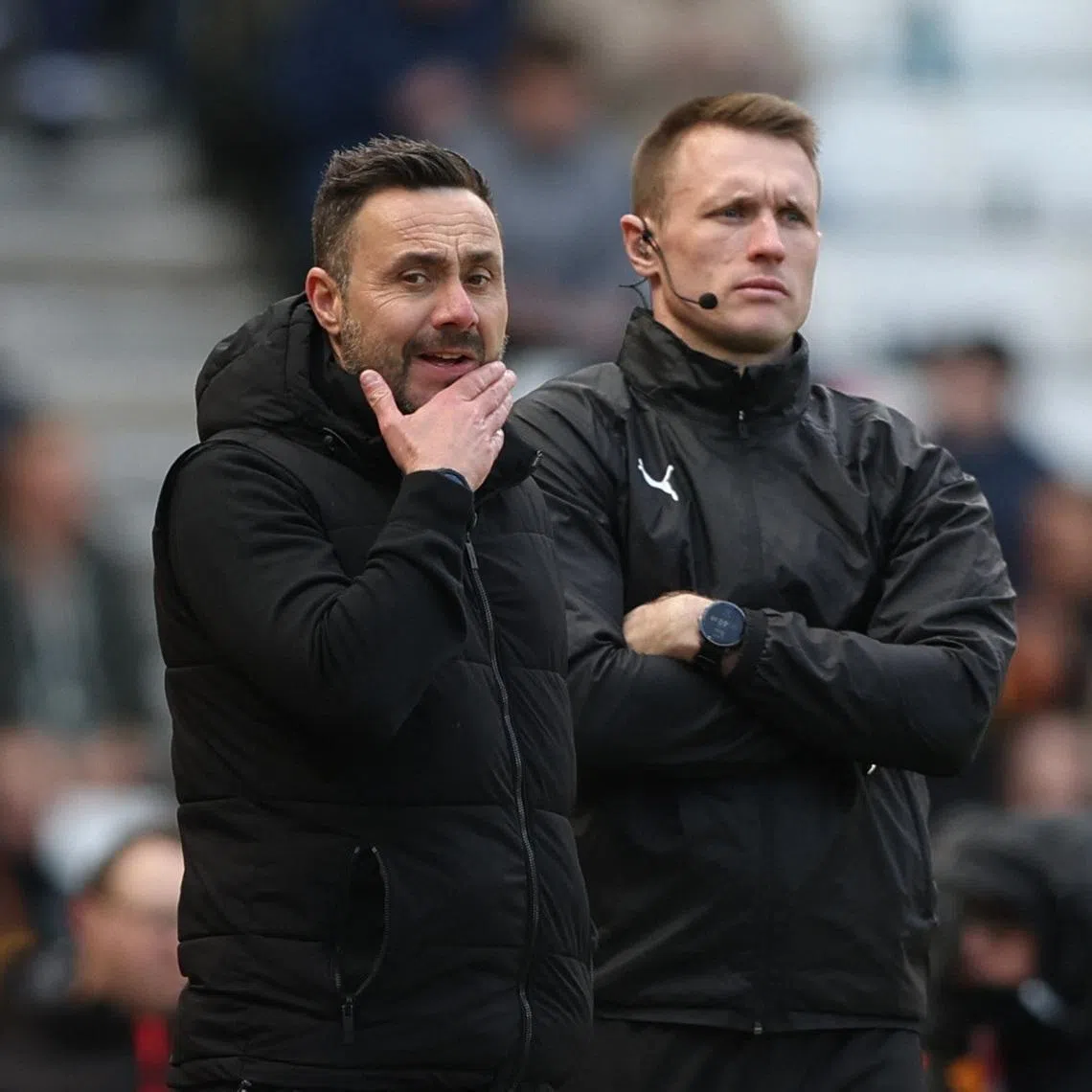 Soccer Football - Premier League - Sunderland v Tottenham Hotspur - Stadium of Light, Sunderland, Britain - April 12, 2026 Tottenham Hotspur manager Roberto De Zerbi during the match REUTERS/Scott Heppell