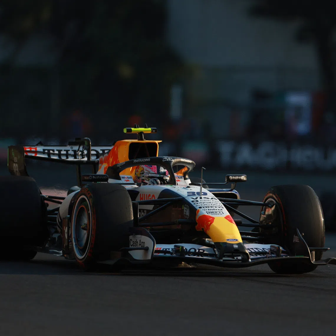 The pair went wheel to wheel 13 minutes into the session, with four-time world champion Verstappen diving down the inside of Lawson at Turn 12.