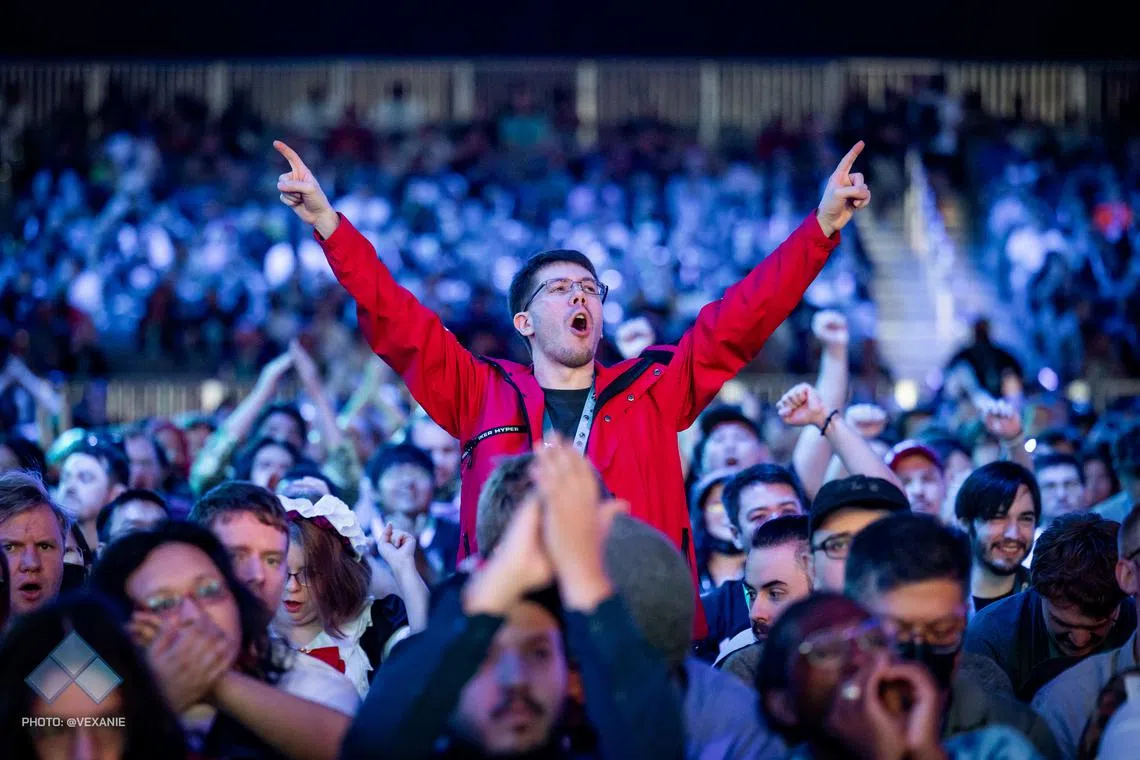A member of the audience reacts at Evolution Championship Series 2024.