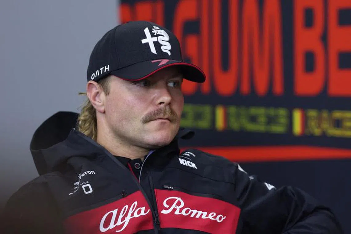 FILE PHOTO: Formula One F1 - Belgian Grand Prix - Spa-Francorchamps, Spa, Belgium - July 27, 2023 Alfa Romeo's Valtteri Bottas during a press conference REUTERS/Johanna Geron/File Photo