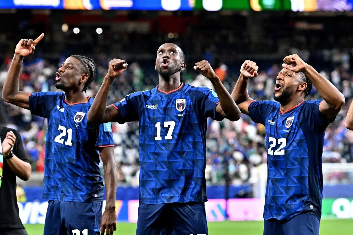 Soccer Football - FIFA World Cup 2026 - Group H - Cape Verde v Saudi Arabia - Houston Stadium, Houston, Texas, U.S. - June 26, 2026 Cape Verde players celebrate after the match as they qualify for the knockout stages of the World Cup IMAGN IMAGES via Reuters/Maria Lysaker