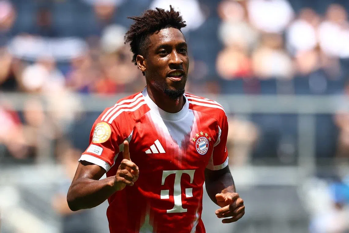 FILE PHOTO: Soccer Football - Club World Cup - Group C - Bayern Munich v Auckland City - TQL Stadium, Cincinnati, Ohio, U.S. - June 15, 2025 Bayern Munich's Kingsley Coman celebrates scoring their fourth goal REUTERS/Kai Pfaffenbach/File Photo