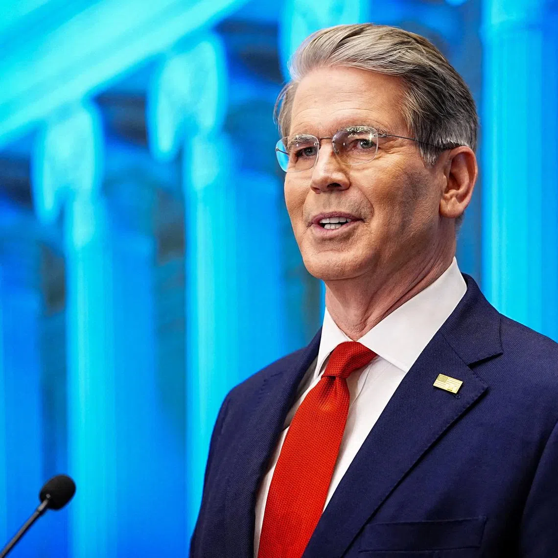 FILE PHOTO: U.S. Treasury Secretary Scott Bessent speaks during a press conference to unveil the official Trump Accounts website, at the Treasury Department in Washington, D.C., U.S., December 17, 2025. REUTERS/Aaron Schwartz/File Photo