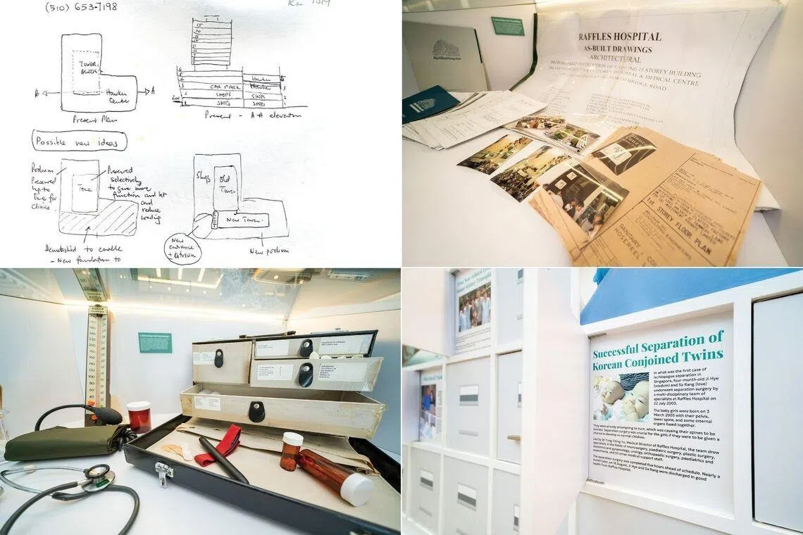 From floor plans of Raffles Hospital to a well-worn call bag and stories from the pandemic, the keepsakes reflect how the group navigated growth and crisis