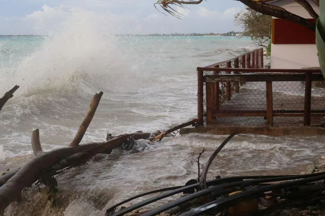 A view shows high tides, in Funafuti, Tuvalu, February 11, 2024.  Tuvalu Meteorological Service/via REUTERS