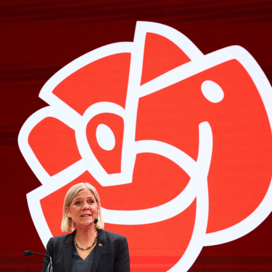 Swedish Social Democratic Party Magdalena Andersson speaks as the general election's voting results are released in Stockholm, Sweden, September 13, 2026. REUTERS/Denis Balibouse