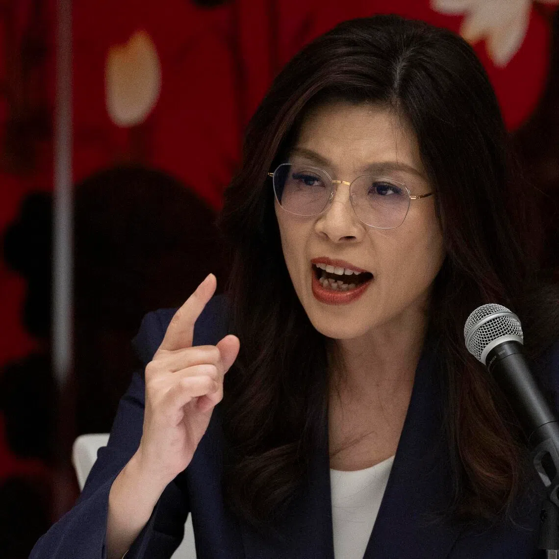 epa12879824 Taiwan's main opposition Kuomintang (KMT) chairwoman Cheng Li-wun speaks during a press conference at a Hotel in Beijing, China, 10 April 2026. Cheng is on a six-day visit to China and held a meeting with Chinese President Xi Jinping earlier in the day.  EPA/ANDRES MARTINEZ CASARES