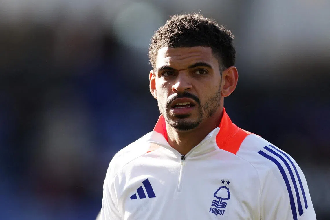 FILE PHOTO: Soccer Football - Premier League - Ipswich Town v Nottingham Forest - Portman Road, Ipswich, Britain - March 15, 2025 Nottingham Forest's Morgan Gibbs-White during the warm up before the match REUTERS/Chris Radburn/File Photo