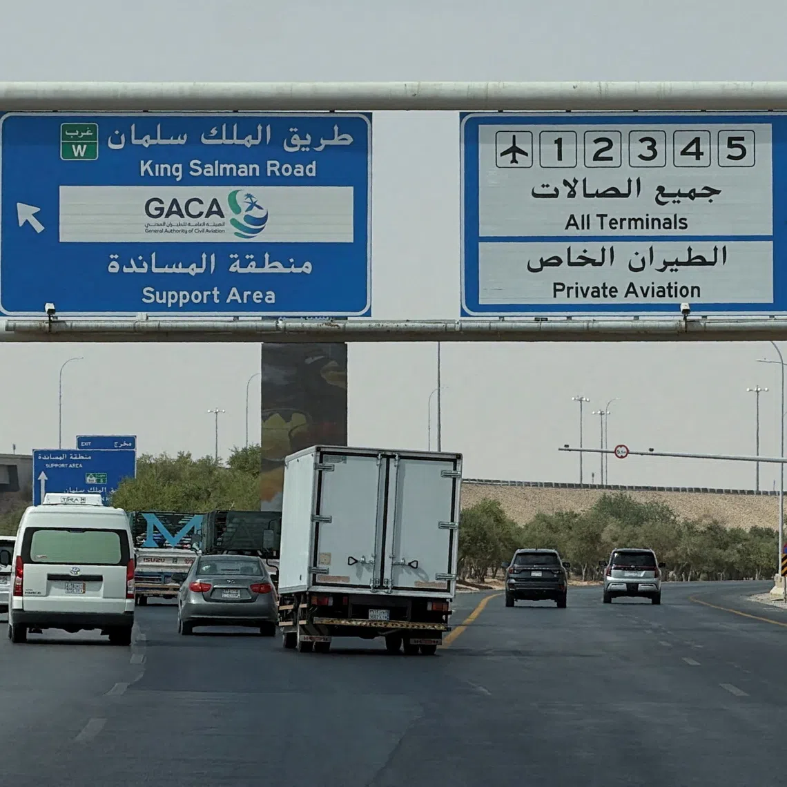 General view of the highway leading to the King Khalid International Airport in Riyadh, Saudi Arabia, October 12, 2026. Picture taken with a mobile phone. REUTERS