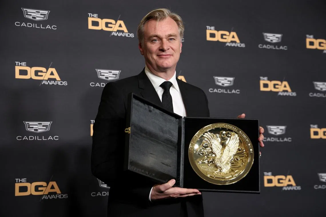 Director Christopher Nolan wins his first award for Outstanding Directorial Achievement in Theatrical Feature Film at the 76th Annual DGA (Directors Guild of America) Awards in Beverly Hills on Feb 10, 2024. 